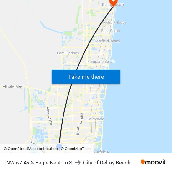 NW 67 Av & Eagle Nest Ln S to City of Delray Beach map