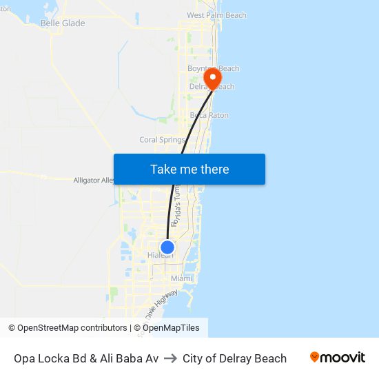 Opa Locka Bd & Ali Baba Av to City of Delray Beach map