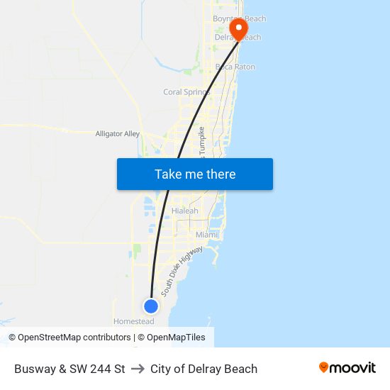 Busway & SW 244 St to City of Delray Beach map