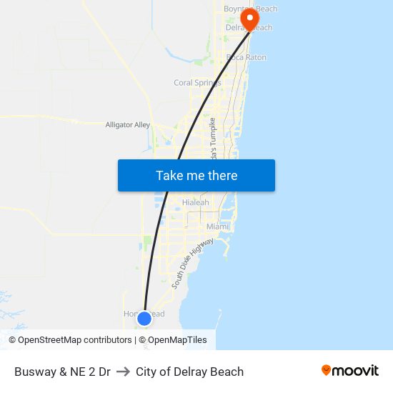 Busway & NE 2 Dr to City of Delray Beach map