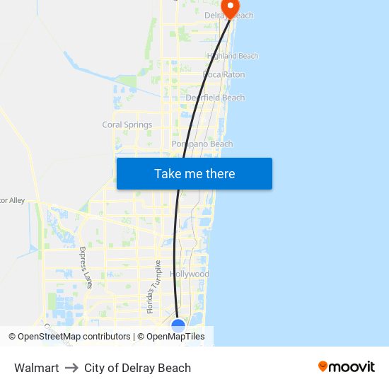 Walmart to City of Delray Beach map