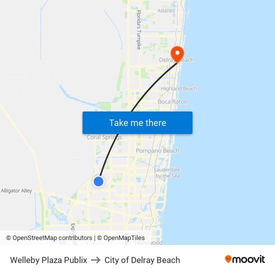 Welleby Plaza Publix to City of Delray Beach map