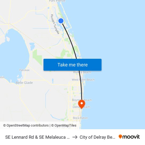 SE Lennard Rd & SE Melaleuca Blvd to City of Delray Beach map