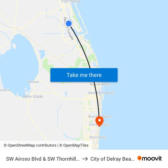 SW Airoso Blvd & SW Thornhill Dr to City of Delray Beach map