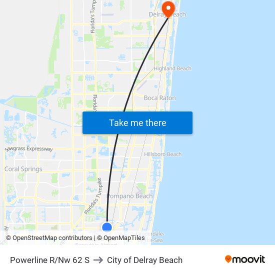 Powerline R/Nw 62 S to City of Delray Beach map