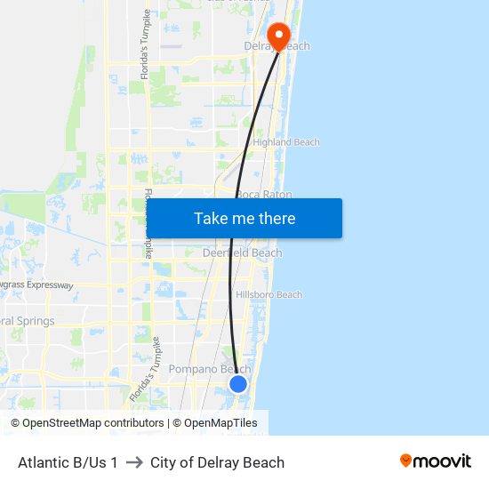 Atlantic B/Us 1 to City of Delray Beach map