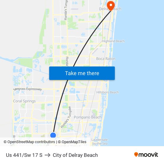 Us 441/Sw 17 S to City of Delray Beach map