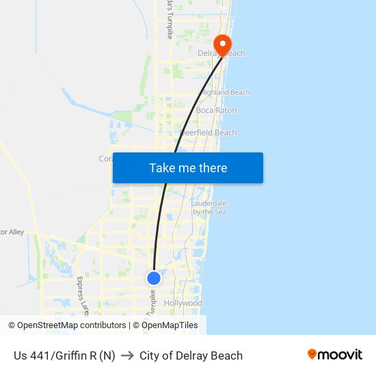 Us 441/Griffin R (N) to City of Delray Beach map
