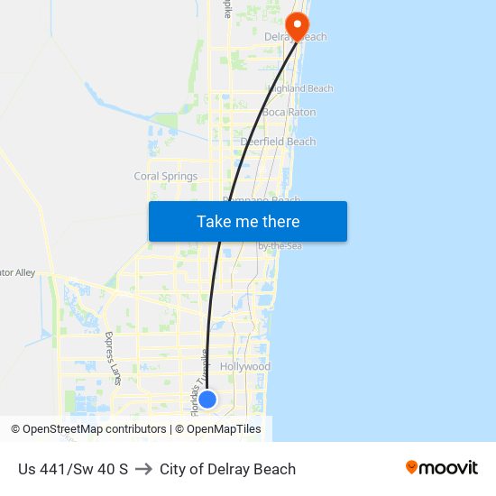 Us 441/Sw 40 S to City of Delray Beach map