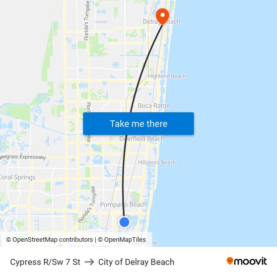 Cypress R/Sw 7 St to City of Delray Beach map