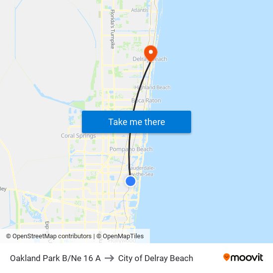 OAKLAND PARK B/NE 16 A to City of Delray Beach map