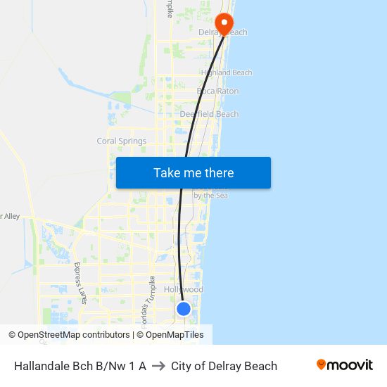 HALLANDALE BCH B/NW 1 A to City of Delray Beach map