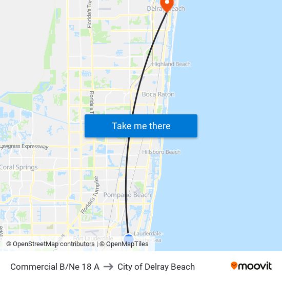 Commercial B/Ne 18 A to City of Delray Beach map