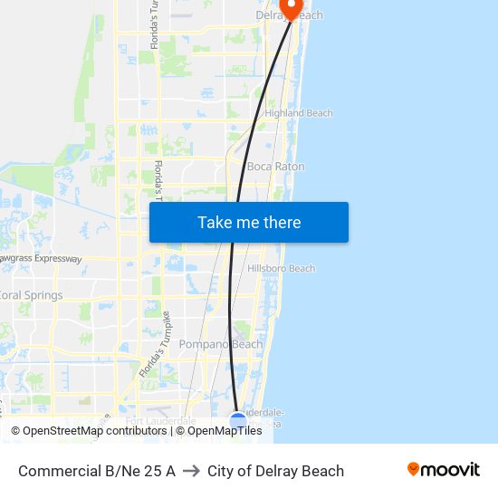 Commercial B/Ne 25 A to City of Delray Beach map
