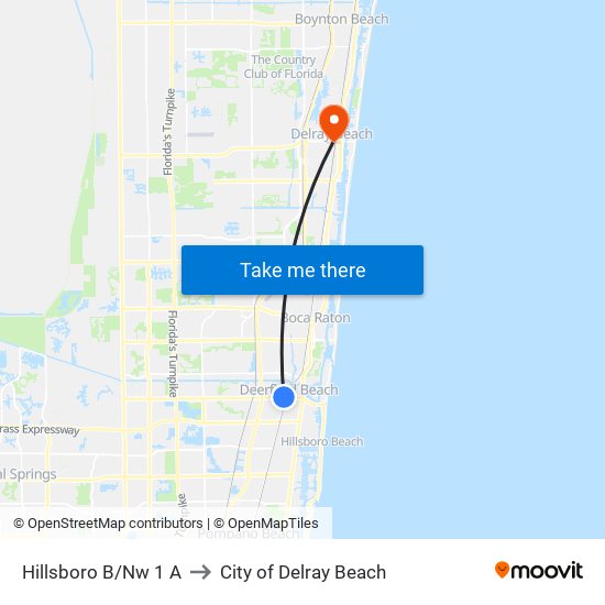 Hillsboro B/Nw 1 A to City of Delray Beach map