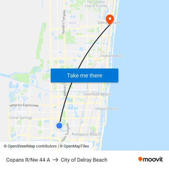 COPANS R/NW 44 A to City of Delray Beach map