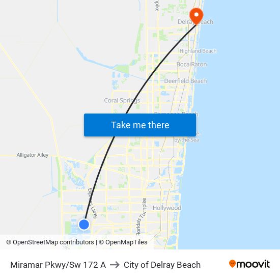 Miramar Pkwy/Sw 172 A to City of Delray Beach map