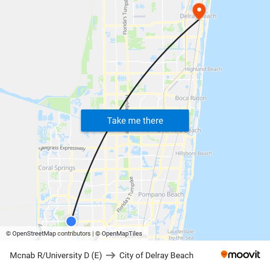 Mcnab R/University D (E) to City of Delray Beach map