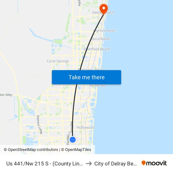 Us 441/Nw 215 S - (County Line R) to City of Delray Beach map