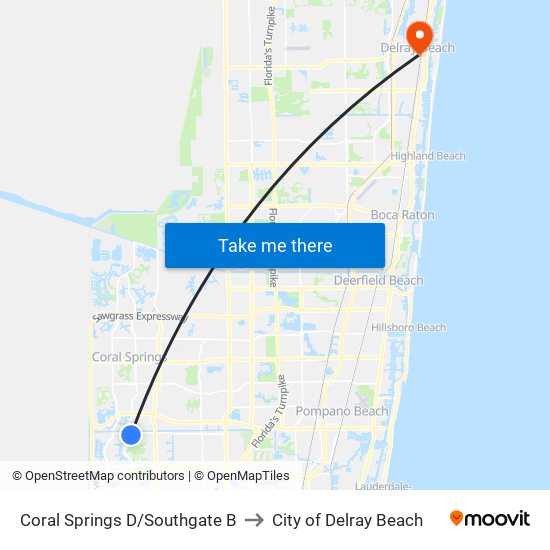 Coral Springs D/Southgate B to City of Delray Beach map