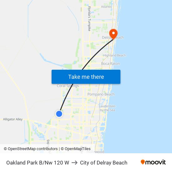 Oakland Park B/Nw 120 W to City of Delray Beach map