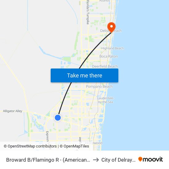 Broward B/Flamingo R - (American Heritage Sch) to City of Delray Beach map