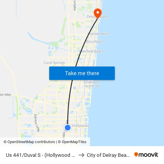 Us 441/Duval S - (Hollywood B) to City of Delray Beach map