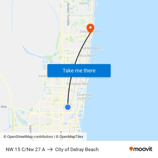 NW 15 C/Nw 27 A to City of Delray Beach map