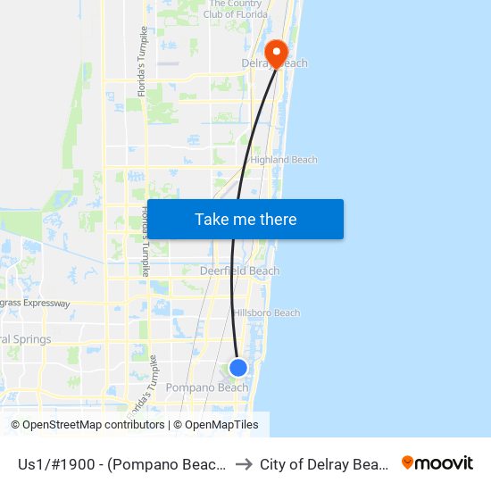 Us1/#1900 - (Pompano Beach) to City of Delray Beach map