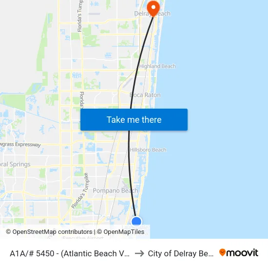 A1A/# 5450 - (Atlantic Beach Villas) to City of Delray Beach map