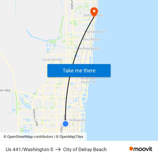 US 441/WASHINGTON S to City of Delray Beach map