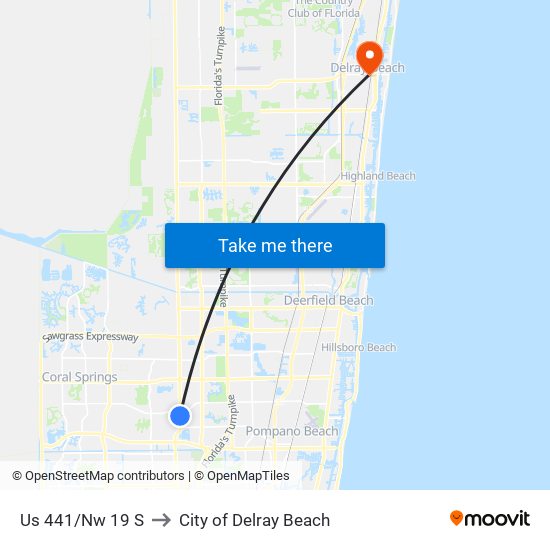 Us 441/Nw 19 S to City of Delray Beach map