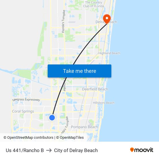 Us 441/Rancho B to City of Delray Beach map