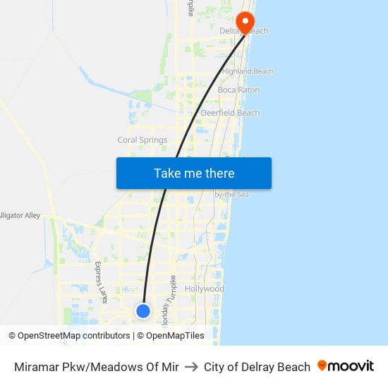 Miramar Pkw/Meadows Of Mir to City of Delray Beach map
