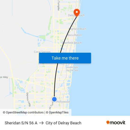 Sheridan S/N 56 A to City of Delray Beach map