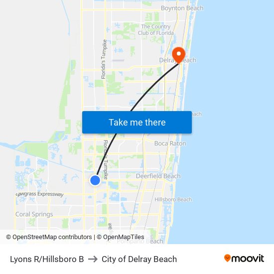 Lyons R/Hillsboro B to City of Delray Beach map