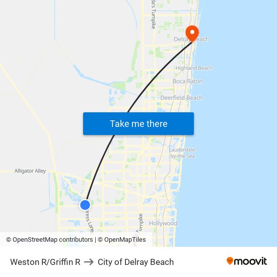 Weston R/Griffin R to City of Delray Beach map
