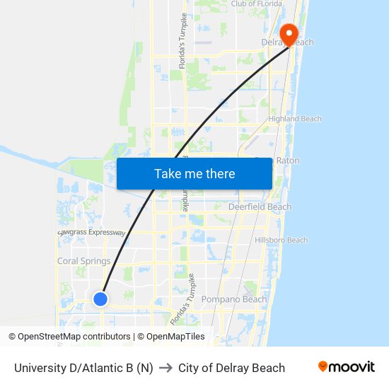 University D/Atlantic B (N) to City of Delray Beach map