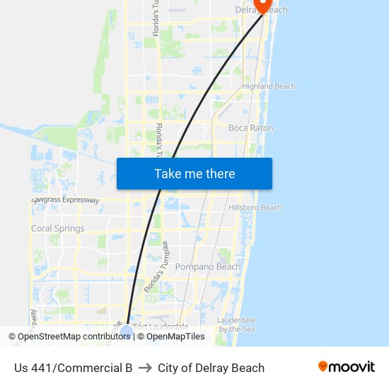 Us 441/Commercial B to City of Delray Beach map