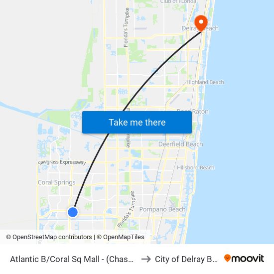 Atlantic B/Coral Sq Mall - (Chase Bank) to City of Delray Beach map