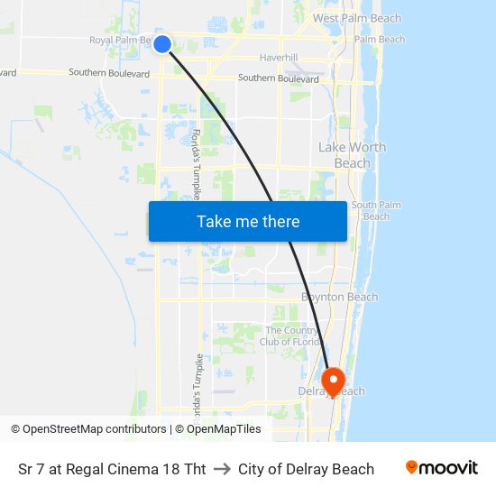 Sr 7 at  Regal Cinema 18 Tht to City of Delray Beach map