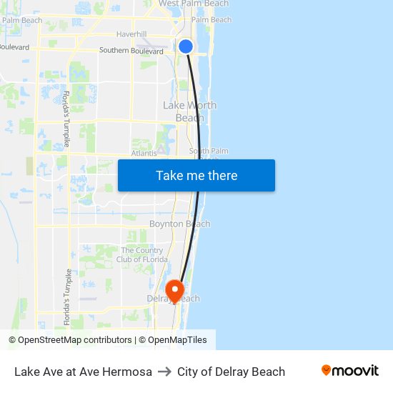 Lake Ave at Ave Hermosa to City of Delray Beach map