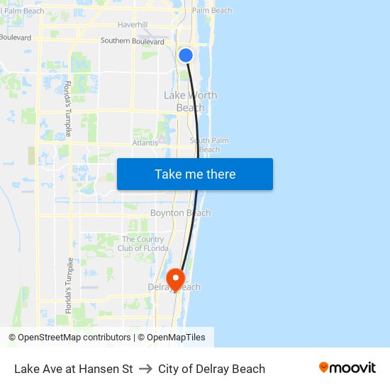 Lake Ave at Hansen St to City of Delray Beach map