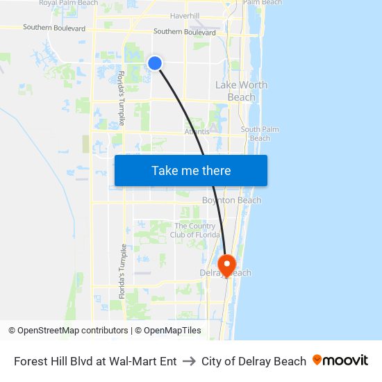 Forest Hill Blvd at  Wal-Mart Ent to City of Delray Beach map
