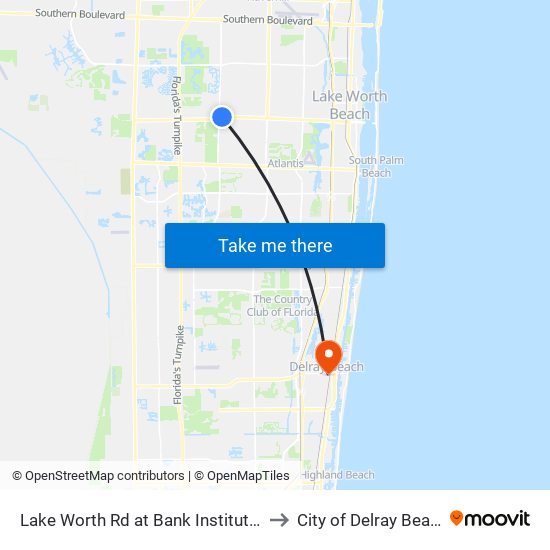 Lake Worth Rd at Bank Institution to City of Delray Beach map