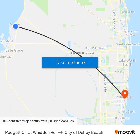 Padgett Cir at Whidden Rd to City of Delray Beach map