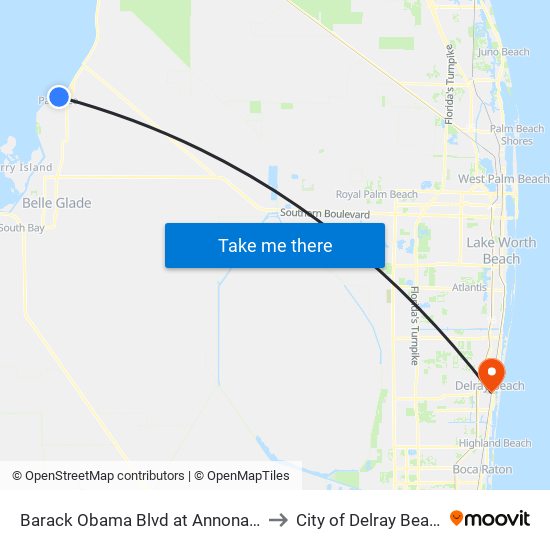 Barack Obama Blvd at Annona St to City of Delray Beach map