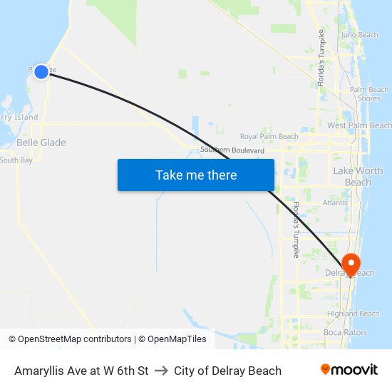 Amaryllis Ave at W 6th St to City of Delray Beach map