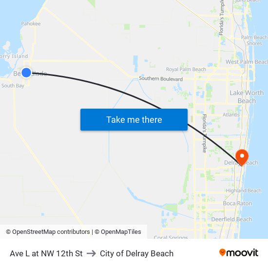 Ave L at NW 12th St to City of Delray Beach map