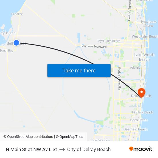 N Main St at NW Av L St to City of Delray Beach map